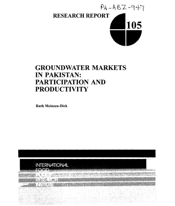 Groundwater markets in Pakistan : participation and productivity