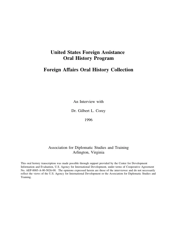 An interview with Dr. Gilbert L. Corey