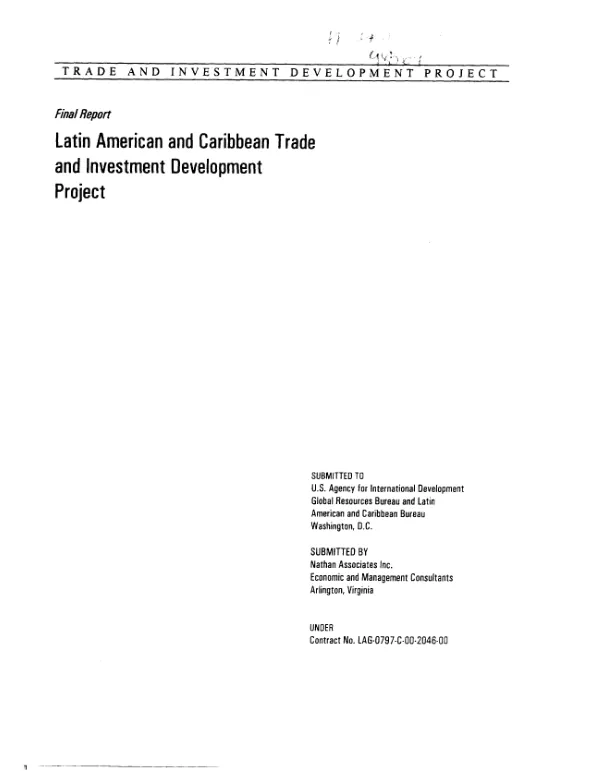 Final report : Latin American and Caribbean trade and investment development project