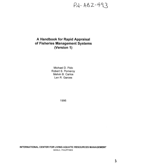 Handbook for rapid appraisal of fisheries management systems (version 1)