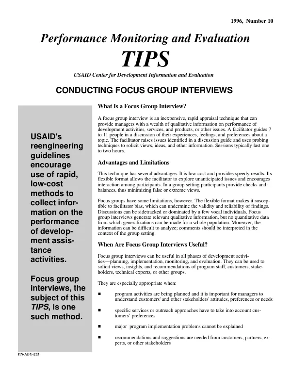 Conducting focus group interviews