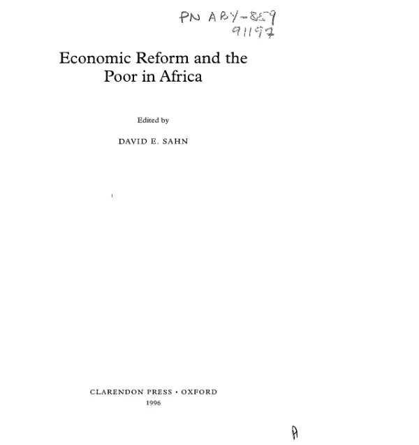 Economic reform and the poor in Africa