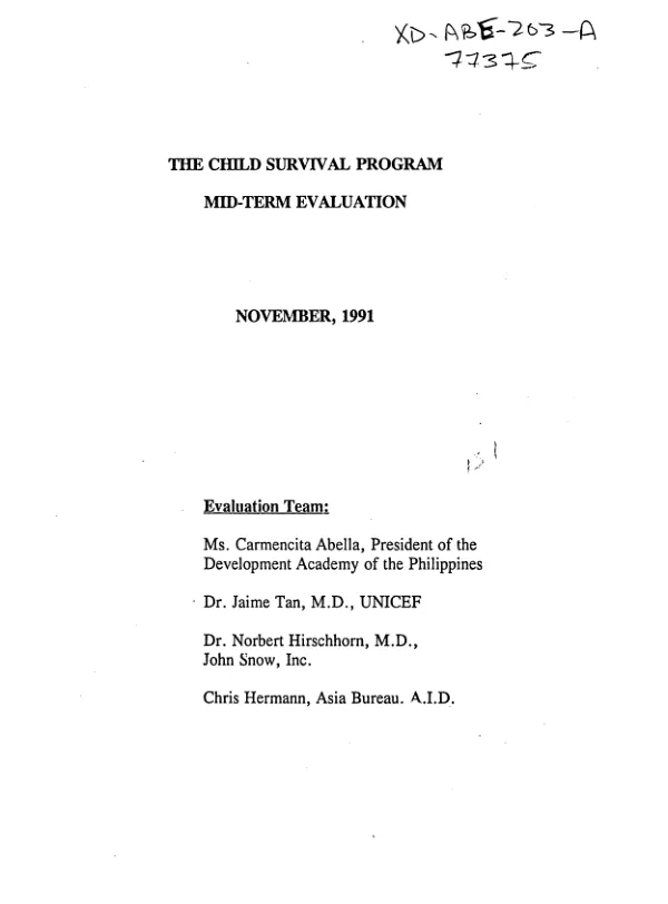 Child survival program : mid-term evaluation