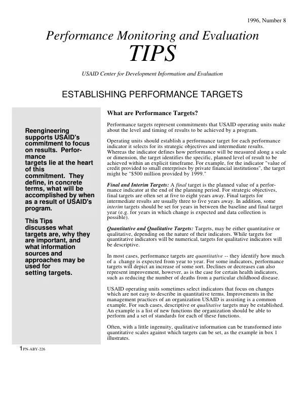 Establishing performance targets