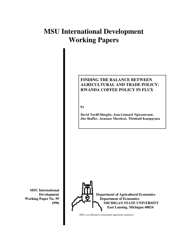 Finding the balance between agricultural and trade policy : Rwanda coffee policy in flux