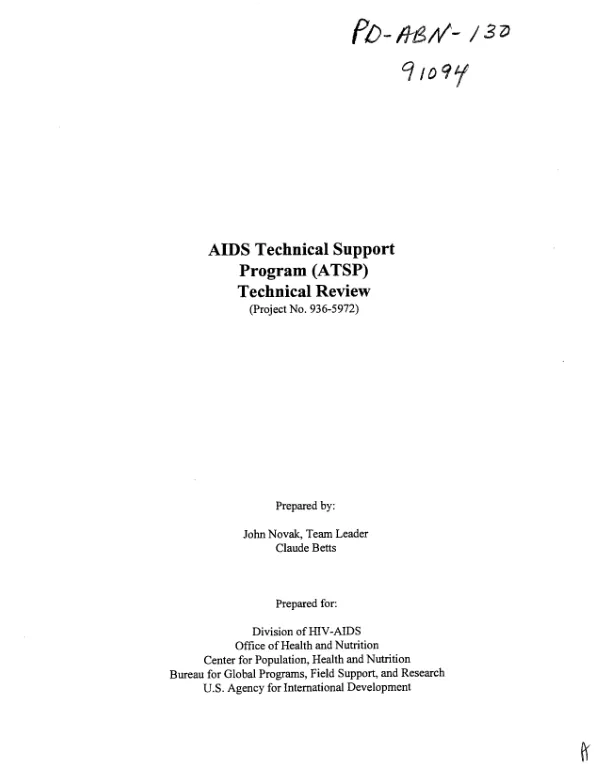 AIDS technical support program (ATSP) technical review (project no. 936-5972)