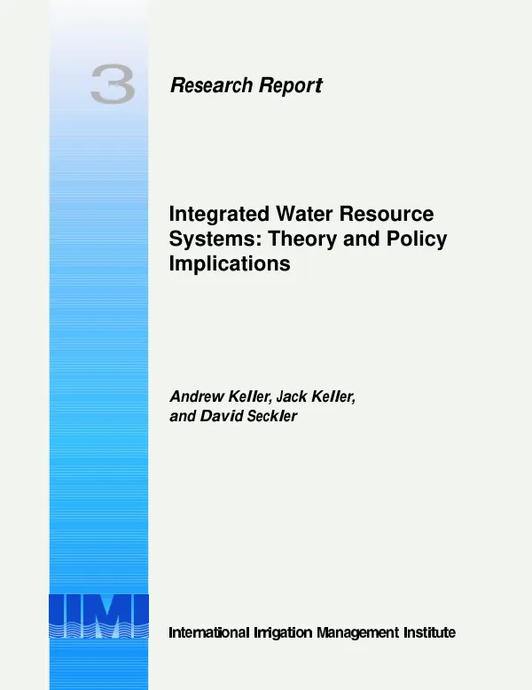 Integrated water resource systems : theory and policy implications