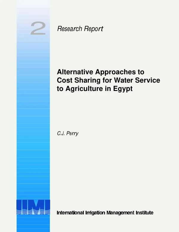 Alternative approaches to cost sharing for water service to agriculture in Egypt