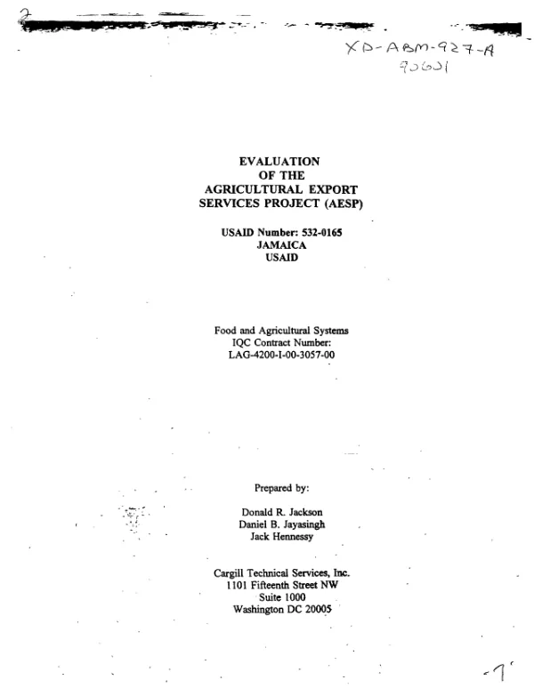 Evaluation of the agricultural export services project (AESP)