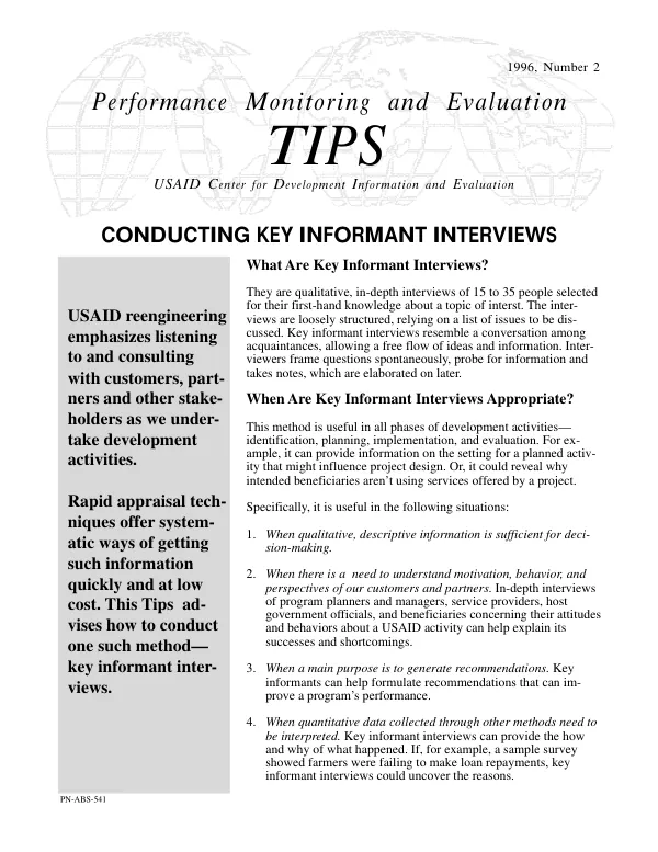 Conducting key informant interviews
