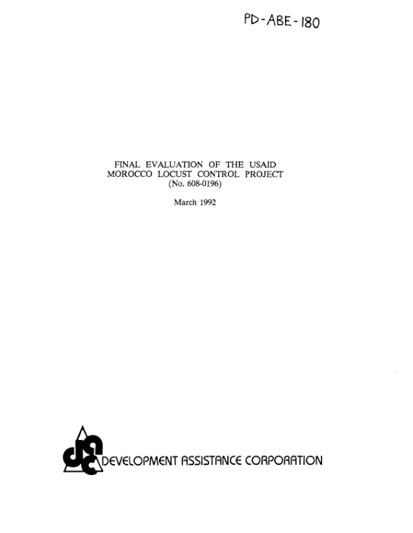 Final evaluation of the USAID Morocco locust control project (no. 608-0196)