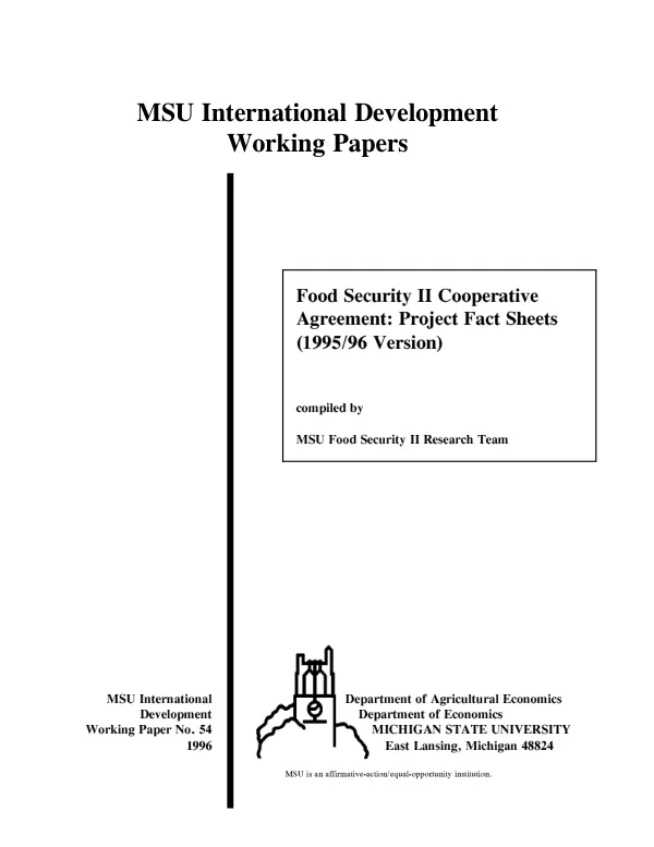 Food security II cooperative agreement : project fact sheets (1995/96 version)