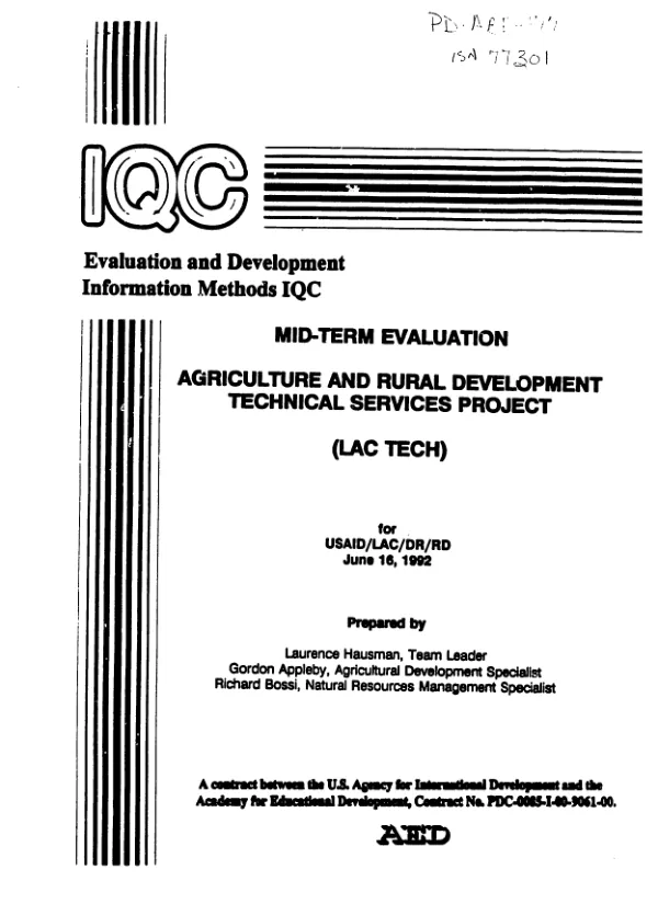 Mid-term evaluation : agriculture and rural development technical services project (LAC TECH)