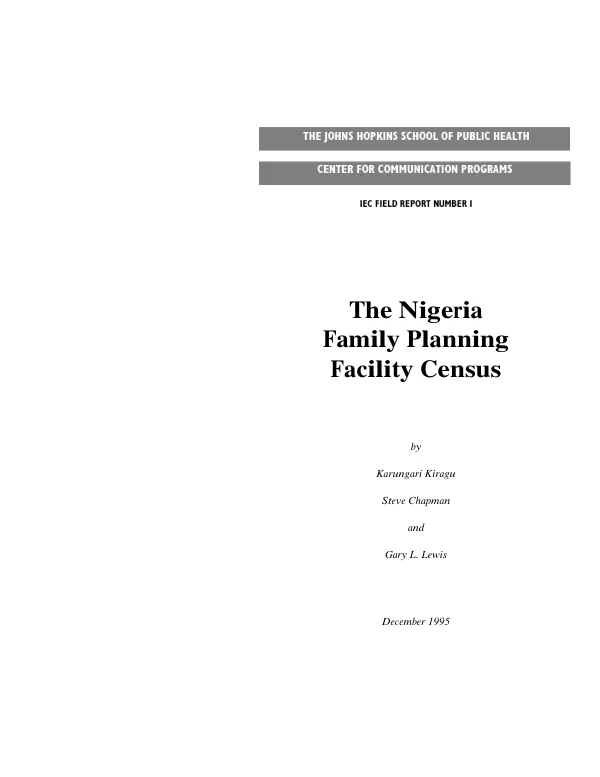 Nigeria family planning facility census