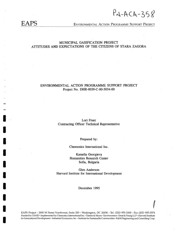 Municipal gasification project : attitudes and expectations of the citizens of Stara Zagora