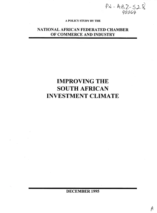 Improving the South African investment climate
