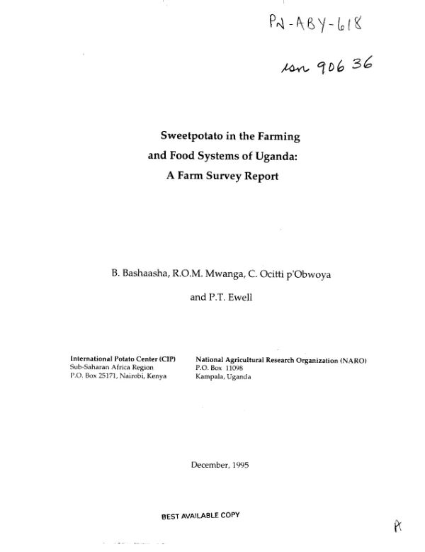 Sweetpotato in the farming and food systems of Uganda : a farm survey report