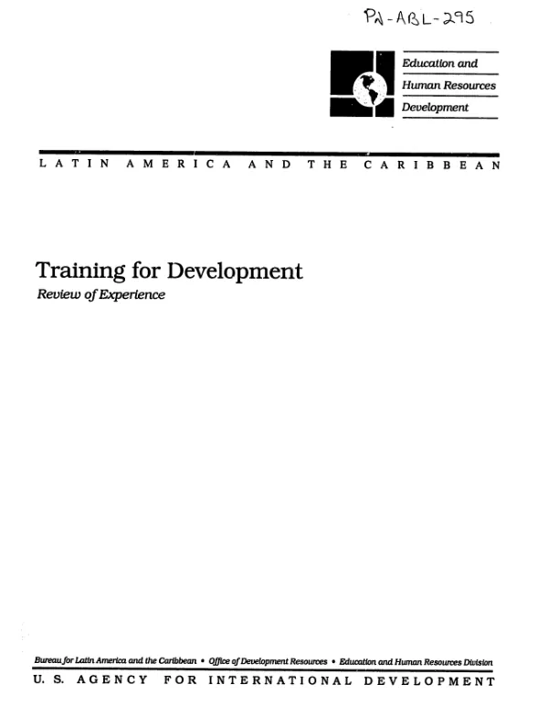Training for development : review of experience