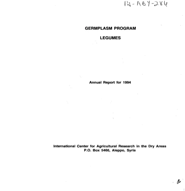 Germplasm program -- legumes : annual report for 1994