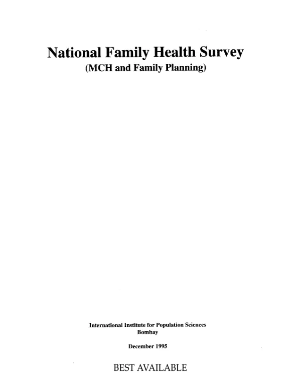 National family health survey (MCH [mother child health] and family planning) : Tripura -- 1993 summary report