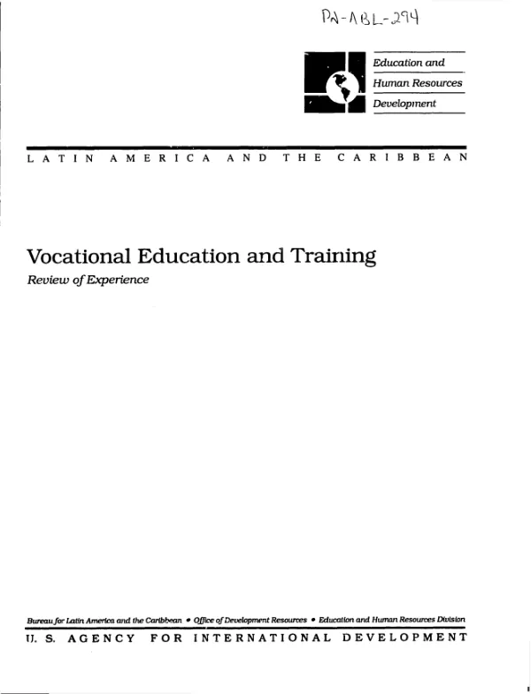 Vocational education and training : review of experience
