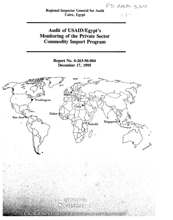 Audit of USAID/Egypt"s monitoring of the private sector commodity import program