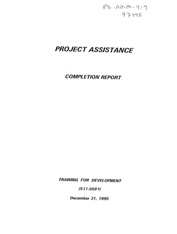 Project assistance completion report : training for development (511-0584)