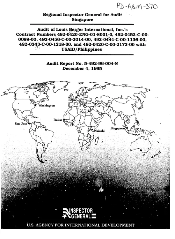 Audit of Louis Berger International, Inc."s contract numbers 492-0420-ENG-01-8001-0, 492-0452-C-00-0099-00, 492-0456-C-00-2014-00, 492-0444-C-00-1136-00, 492-0343-C-00-1218-00, and 492-0420-C-00-2173-00 with USAID/Philippines