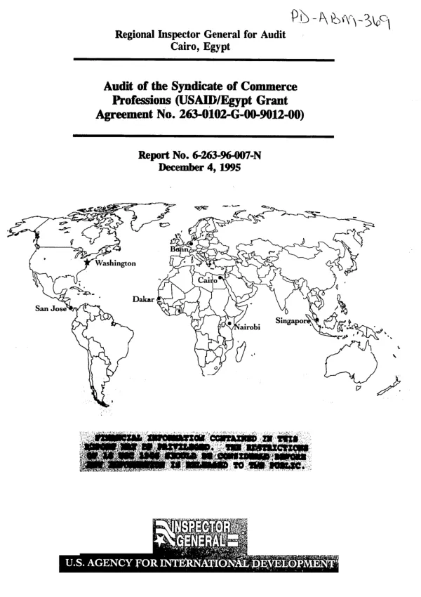 Audit of the Syndicate of Commerce Professions (USAID/Egypt grant agreement no. 263-0102-G-00-9012-00)