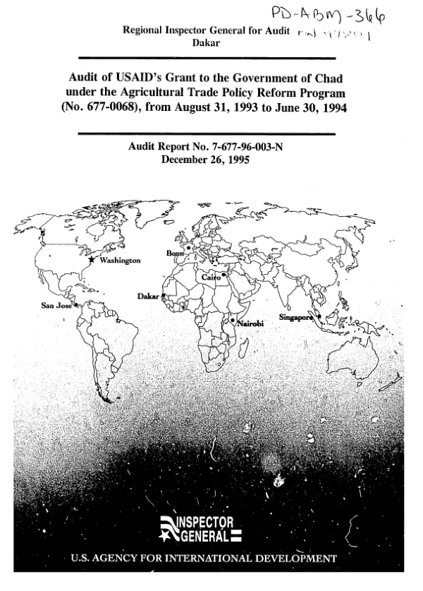Audit of USAID"s grant to the Government of Chad under the agricultural trade policy reform program (no. 677-0068) from August 31, 1993 to June 30, 1994