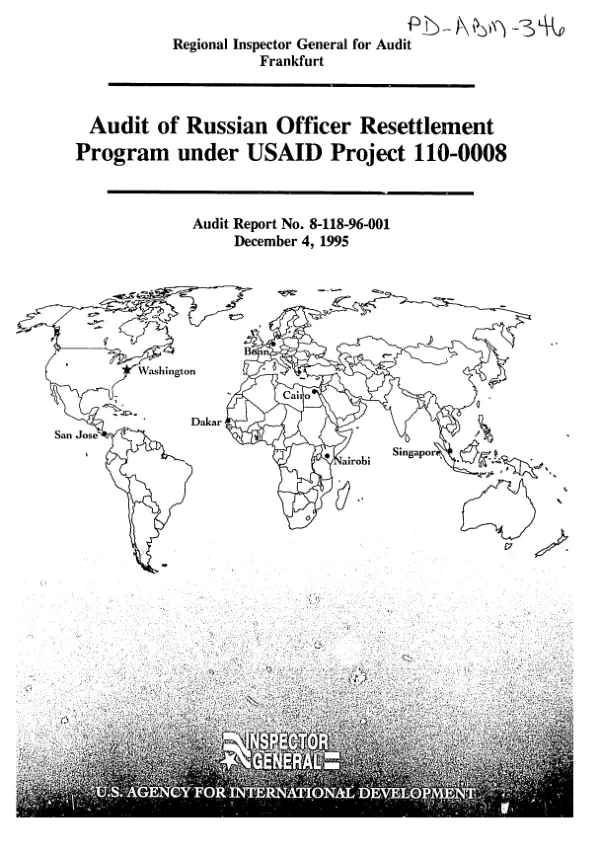 Audit of Russian officer resettlement program under USAID project 110-0008