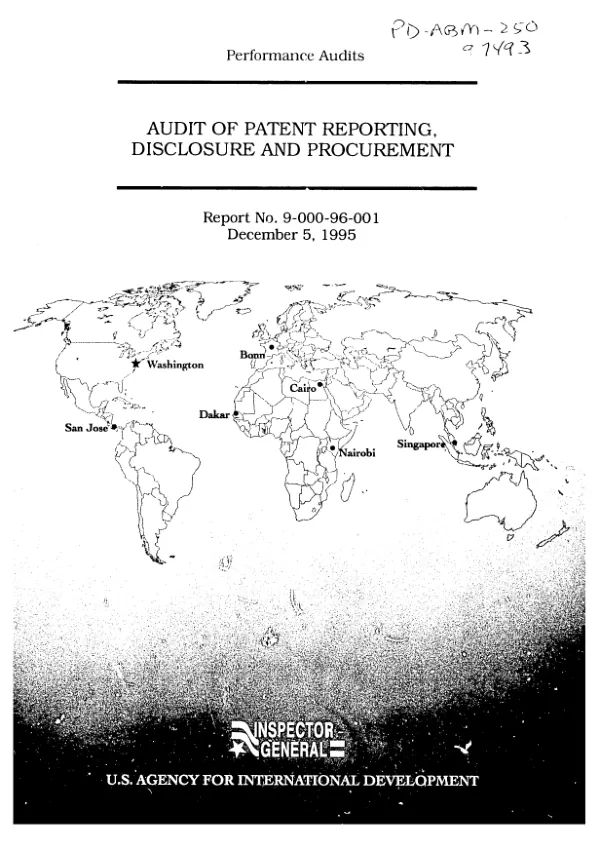 Audit of patent reporting, disclosure and procurement