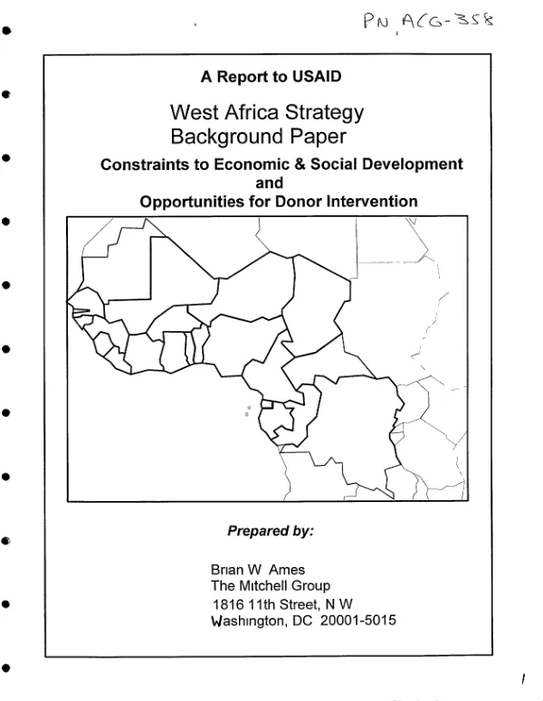 West Africa strategy background paper : constraints to economic and social development and opportunities for donor intervention