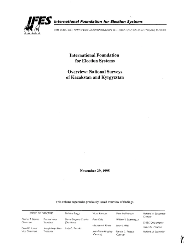Overview : national surveys of Kazakstan and Kyrgyzstan