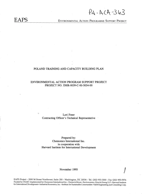 Poland training and capacity building plan