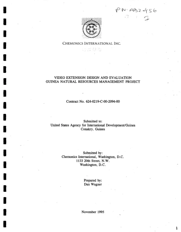 Video extension design and evaluation : Guinea natural resources management project