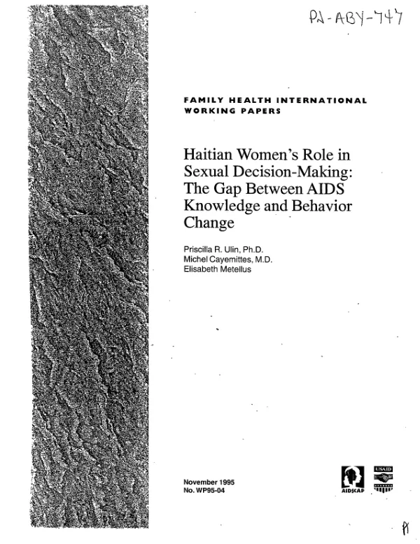 Haitian women"s role in sexual decision-making : the gap between AIDS knowledge and behavior change
