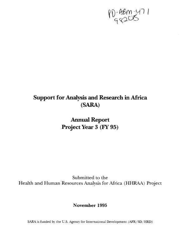 Support for analysis and research in Africa (SARA) : annual report, project year 3 (FY 95)