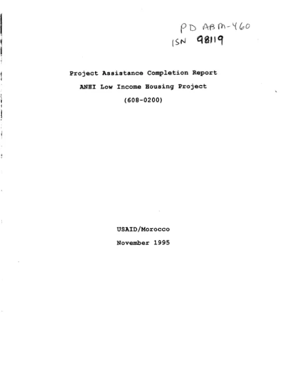 Project assistance completion report : ANHI low income housing project (608-0200)