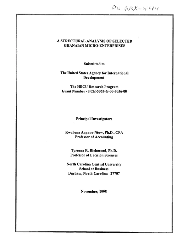 Structural analysis of selected Ghanaian micro-enterprises