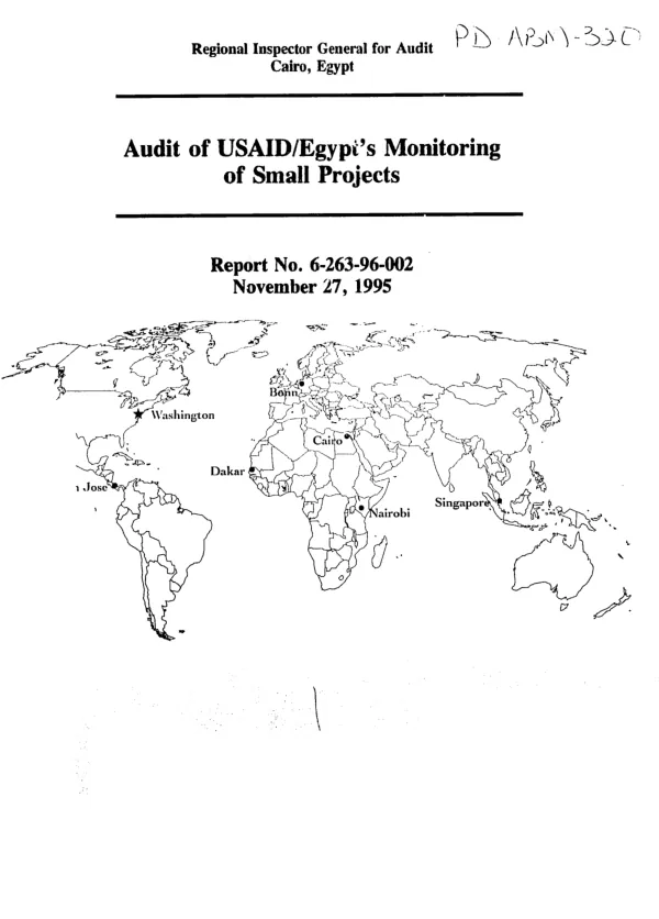 Audit of USAID/Egypt"s monitoring of small projects