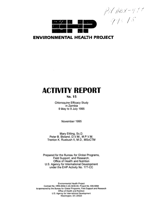 Chloroquine efficacy study in Zambia