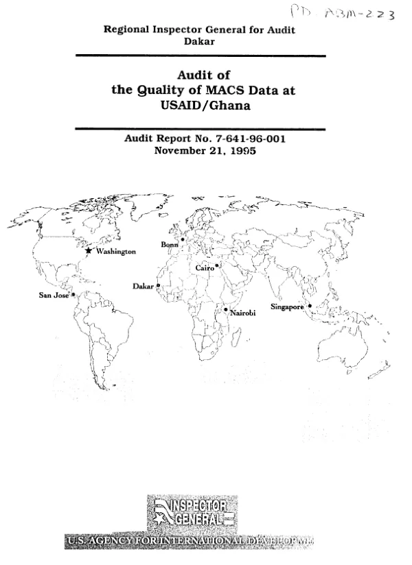 Audit of the quality of MACS [mission accounting and control system] data at USAID/Ghana