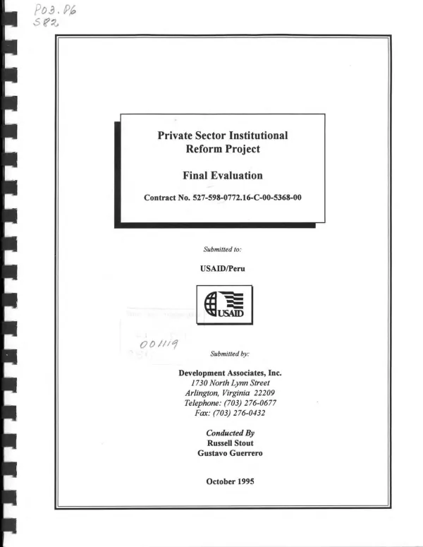 Private sector institutional reform project : final evaluation