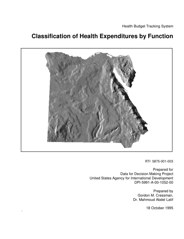 Health budget tracking system : classification of health expenditures by function