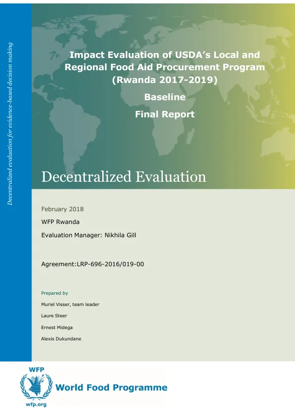 [USDA] Impact evaluation of USDA’s local and regional food aid procurement program (Rwanda 2017 - 2019) : baseline : final report