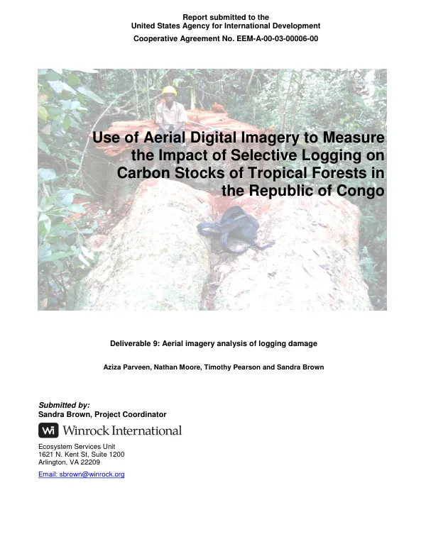 Use of aerial digital imagery to measure the impact of selective logging on carbon stocks of tropical forests in the Republic of the Congo