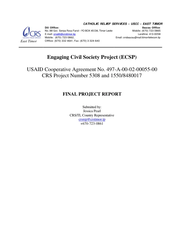 Engaging civil society project (ECSP) : final project report