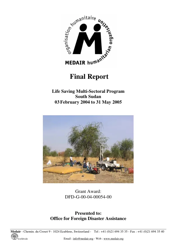 Final report : life saving multi-sectoral program, South Sudan, 03 February 2004 to 31 May 2005