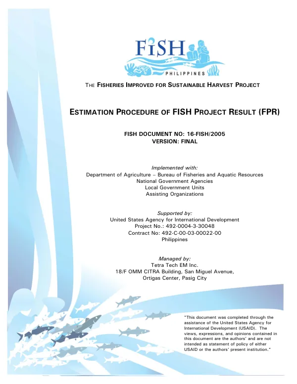 Estimation procedure of FISH project result (FPR) : final